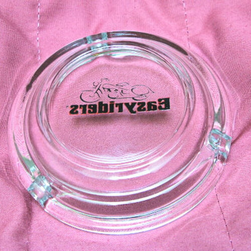 RARE EASYRIDERS GLASS ASHTRAY WITH LOGO 4” ROUND - Picture 3 of 3